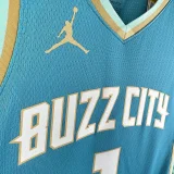 2023/24 Hornets BALL #1 Blue Retro NBA Jerseys 热压