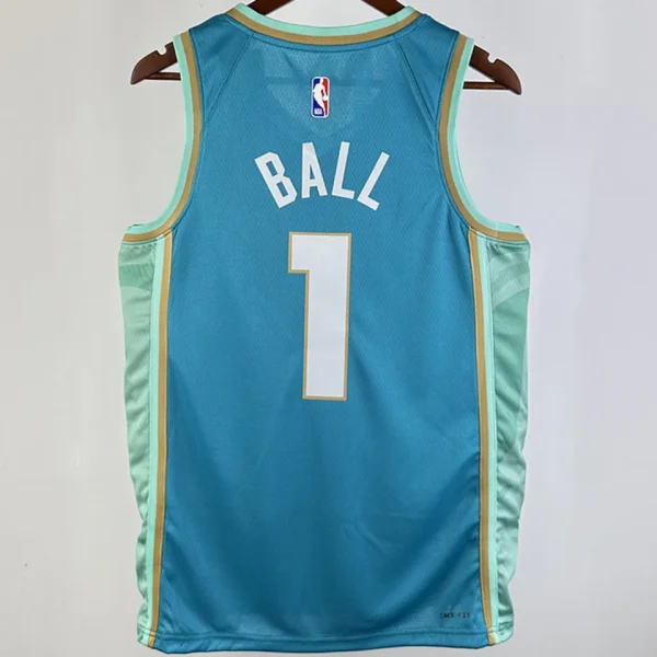 2023/24 Hornets BALL #1 Blue Retro NBA Jerseys 热压