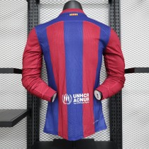 2023/24 Barcelona Home Long Sleeve Soccer Jersey Player Version