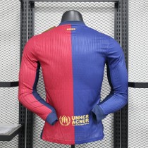 2024/25 Barcelona Home Long Sleeve Soccer Jersey Player Version
