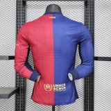 2024/25 Barcelona Home Long Sleeve Soccer Jersey Player Version