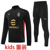 2025 AC Milan Black Kids Sweater Tracksuit