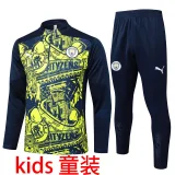 2025 Man City Fluorescent Green Kids Sweater Tracksuit