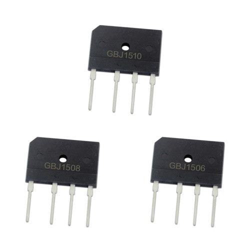 GBJ1510 GBJ1508 GBJ1506 Bridge Rectifier 15A 1000V/800V/600V GBJ15M/15K/15J Bridge Stack Cutout GBJ Footprint Flat Bridge