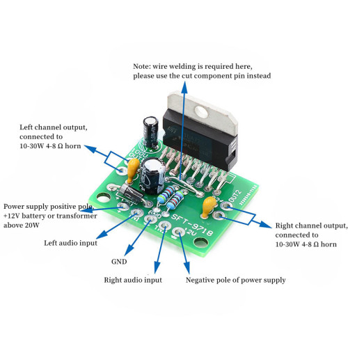 TDA7297 Power Amplifier Board Parts DC 12V Pure Rear Stage 2.0 Dual Channel 15W+15W Electronic DIY Kit