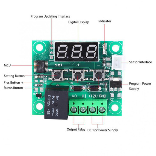 XH-W1209 Digital Display Temperature Controller High Precision Micro Temperature Control Switch Board DC12V