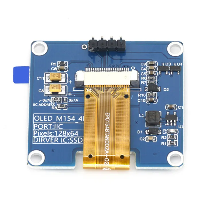 1.54-Inch OLED Display LCD Module 4-Pin/7-Pin 128*64 SPI/IIC Interface SSD1309 Driver White/Blue/Yellow