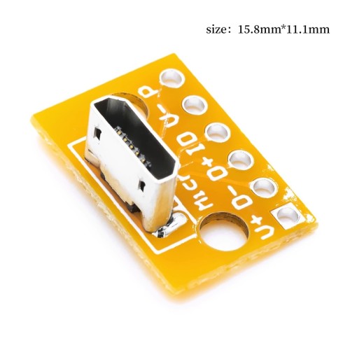 Vertical MiCroUSB Female Base PCB Welding Adapter Board Welding Socket 180 Degree Vertical Female Head Test Board