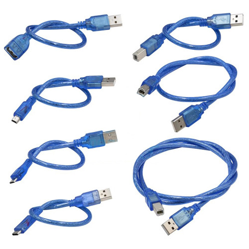 USB UNO Printer Blue Data Cable For Aarduno 2560 DUE Por Micro Mini Type-C Short USB Extension Cable