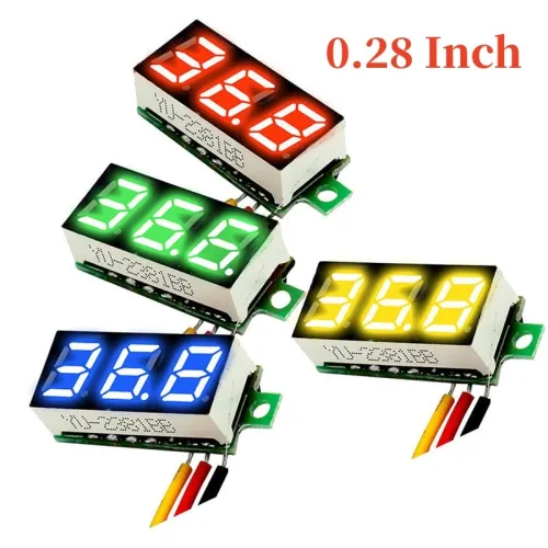 3-wire DC 0-100V 0.28 inch Ultra-small Digital Voltmeter Digital Display Adjustable Reverse Connection Protection