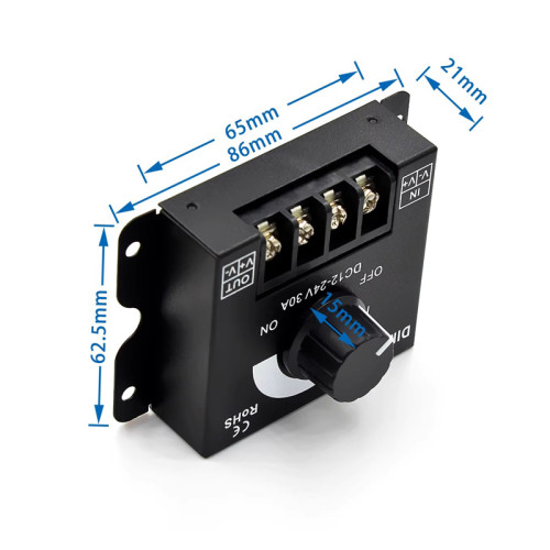 LED Dimmer Soft And Hard Light Strip With Dimmer Brightness Adjuster DIMMER Knob 12V/24V30A