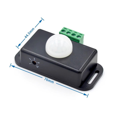 LED Human Body Sensing Switch 6A 12/24V Black Delay Time Adjustable PIR 5050 Light Strip Module