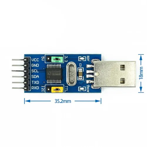 CH341T Two in One Module USB to I2C IIC UART USB to TTL MCU Serial Port Downloader