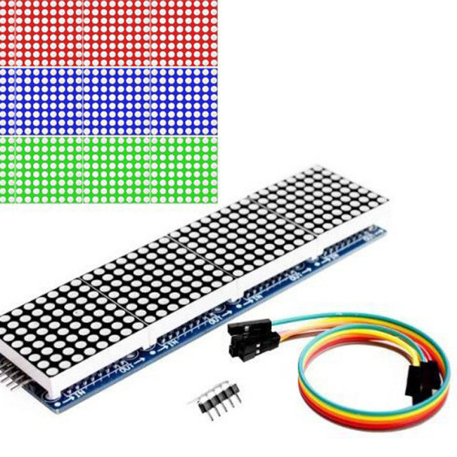 MAX7219 Dot Matrix Module Control Single Chip Module 4-In-1 Display Send 5P Cable For Arduino Red/Green/Blue