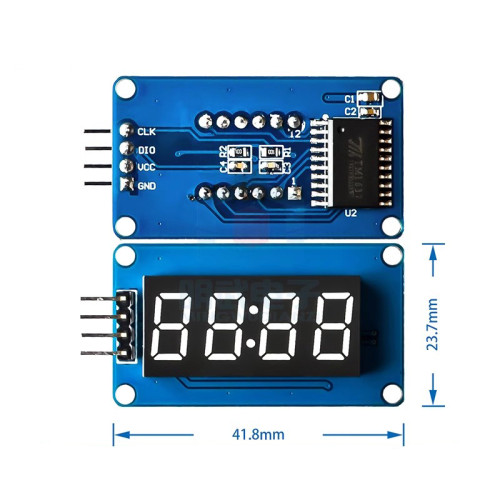 4-Digit Digital Tube Display Module LED Brightness Adjustable with Time and Clock Accessories Building Block TM1637 Drive