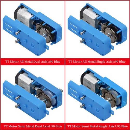 Metal Gear Robot Intelligent Car Deceleration Motor TT Motor Single and Double Axis Finished Product 1:90 Blue
