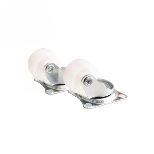 1-inch White PP Trolley Universal Wheel Base Plate 4mm Hole Slide Rail Cabinet Foot Furniture Foot Rail Wheel