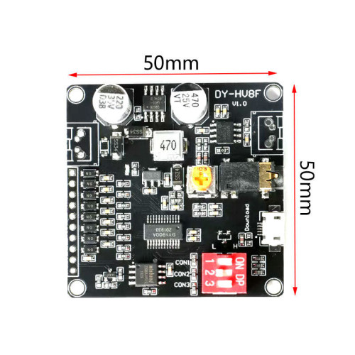 Voice Playback Module 12V/24V One-On-One Trigger Serial Port Control Playback 10W/20W Voice Module DY-HV8F