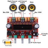XH-M139 2.1 Channel Digital Audio Power Amplifier Board 12V-24V Wide Voltage TPA3116D2 2*50W+100W