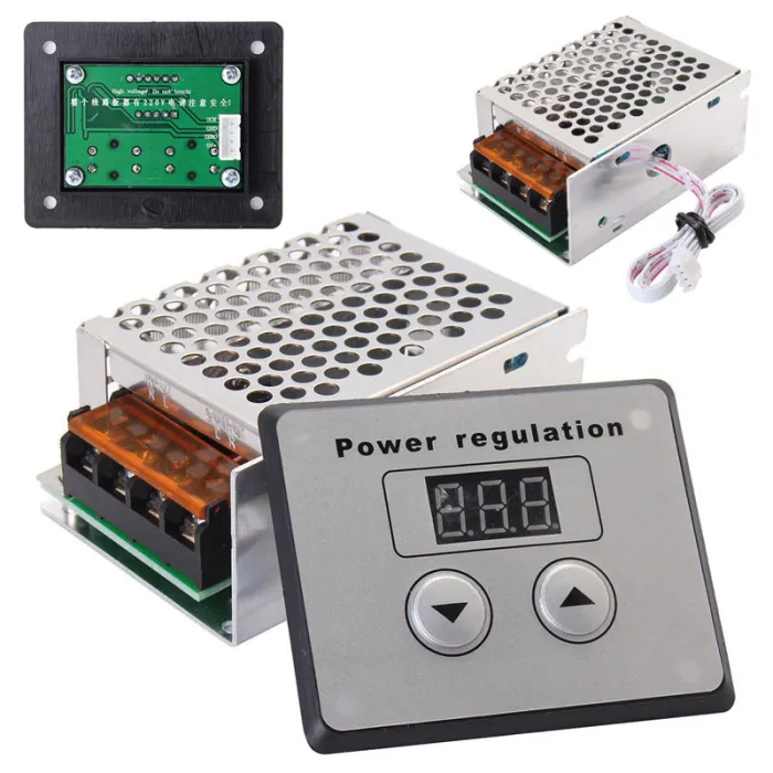 4000W Thyristor High-power Electronic Digital Voltage Regulator CNC Dimming Speed Temperature regulation with Display and Casing