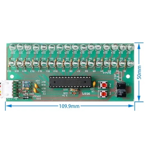 Blue LED Light Music Audio Spectrum Dynamic Display Volume Level Indicator Light Display Dual Channel 16 Light
