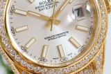 人気No1 ロレックス スーパーコピー 時計 デイトジャスト 41MM ホワイト ダイヤモンドベゼル 18K roo38140