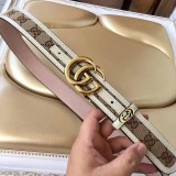 ★日本!!人気！グッチ キャンバスGG柄ベルト 偽物ダークブラウン レディース 35mm guj57727