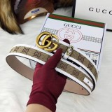 ★日本!!人気！グッチ キャンバスGG柄ベルト 偽物ダークブラウン レディース 35mm guj57727