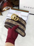 希少色 グッチ キャンバスGG柄ベルト 偽物ダークブラウン 3.5cm幅 gub81119