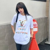 目を惹くカラールイヴィトン 偽物 ロゴ コットン Tシャツ vul14296