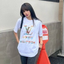目を惹くカラールイヴィトン 偽物 ロゴ コットン Tシャツ vul14296