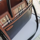 定番バーバリー ハンドバッグ コピー レザー＆ヴィンテージ チェック タイトル Bas34694