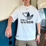 春夏新作 アディダス プラダ 偽物 刺繍入り ジャージー ロゴTシャツ pul76568