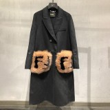 追跡付き(フェンディ) ウール コート ファーポケット偽物 貴女の装いをより一層美しく彩る fem93858