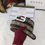 超希少！グッチ キャンバスGG柄ベルト コピーダークブラウン レディース 35mm gux19418