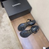 シャネル サンダル コピーcc ロゴ 黒 送料込み 靴 コルク 革 チェーン shi84081