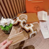 21-22AWエルメス Oran sandal コピー オラン レザー＆キャンバス サンダル eru08562