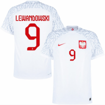 LEWANDOWSKI # 9 Poland Home White Fans Jersey 2022/23 ★★