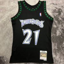 1997/98 Timberwolves GARNETT #21 Black Retro NBA Jerseys 热压