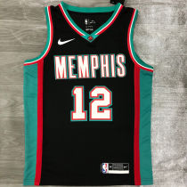 Grizzlies Morant #12 Black NBA Jerseys Hot Pressed