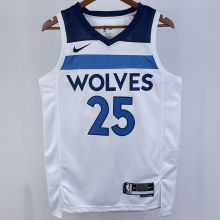 2023/24 Timberwolves ROSE # 25 White NBA Jerseys