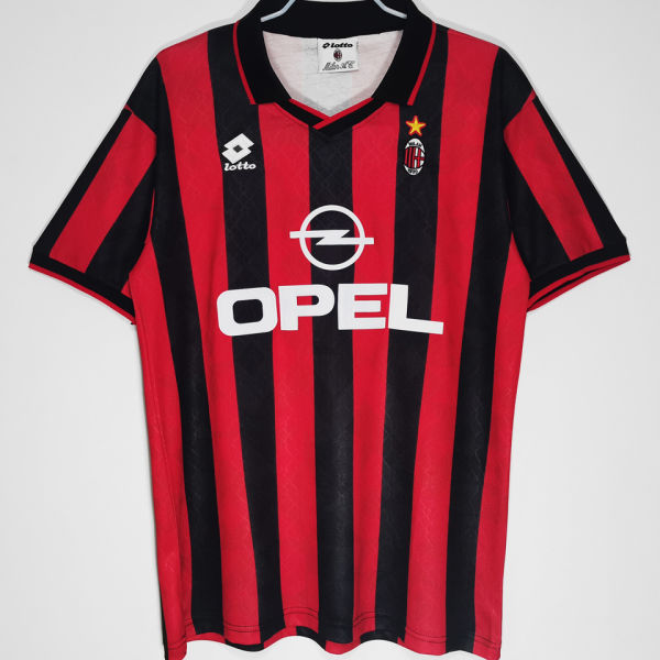 1995/96 AC Milan Home Red Black Retro Soccer Jersey