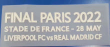 UCL FINAL PARIS 2022 Fonts 欧冠胸前小字 (You can buy it alone OR tell us which jersey to print it on. )