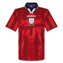 1998 England Away Red Retro Soccer Jersey