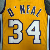 1999/00 Lakers ONEAL #34 Yellow Retro NBA Jerseys 热压