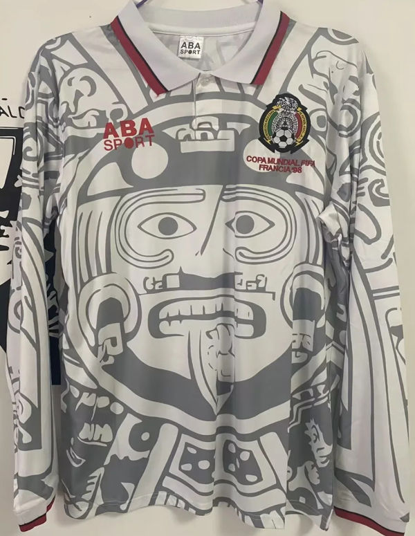 1998 Mexico Away Retro Long Sleeve Soccer Jersey