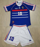 1998 France Home Blue Kids Retro Soccer Jersey