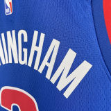 2023/24 Pistons CUNNINGHAM #2 Blue NBA Jerseys 热压