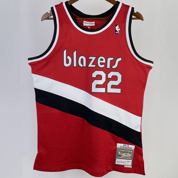 1983/84 Trail Blazers DREXLER #22 Red Retro NBA Jerseys 热压