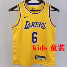 Lakers JAMES #6 Yellow Kids NBA Jersey 热压